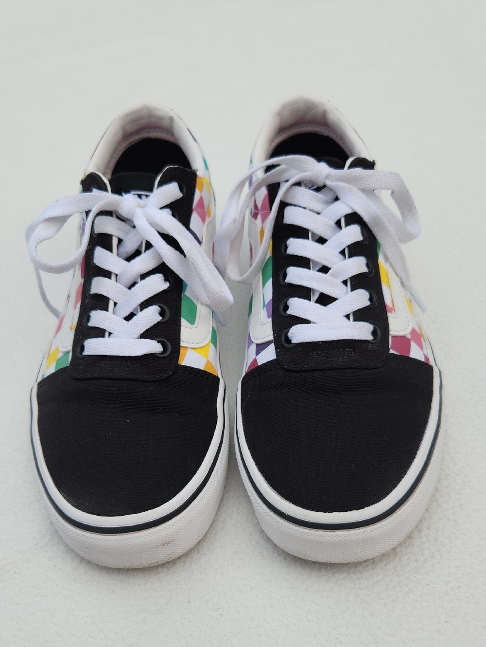 Vans Ward Multi-Color Rainbow Checkerboard Low Top Sneakers Women’s Size 8 - Picture 4 of 9